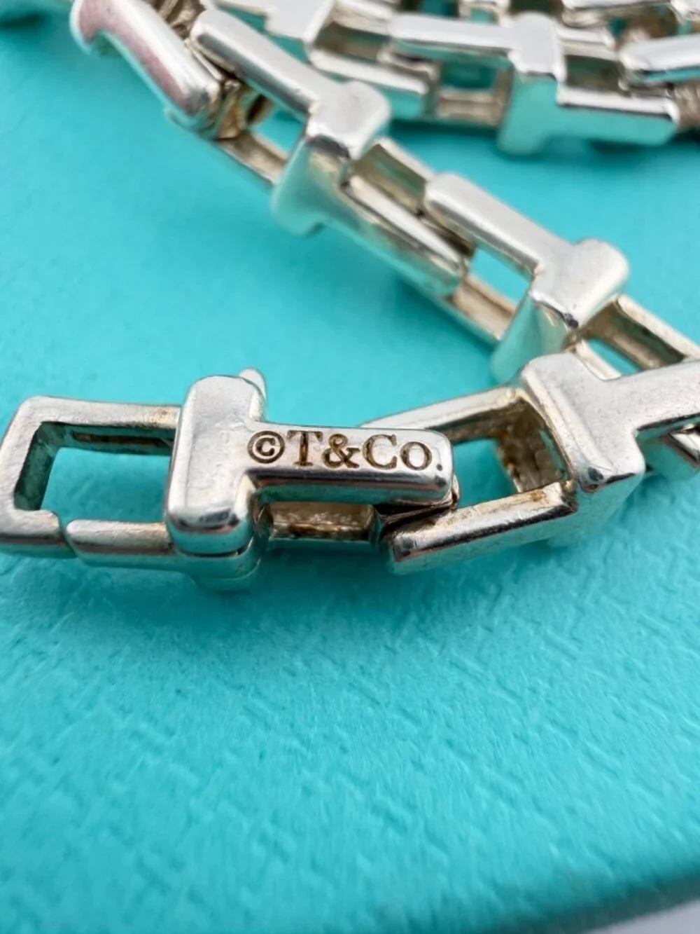Tiffany & Co. Narrow T Link Chain Necklace Sterling Silver 20in 39g Retired